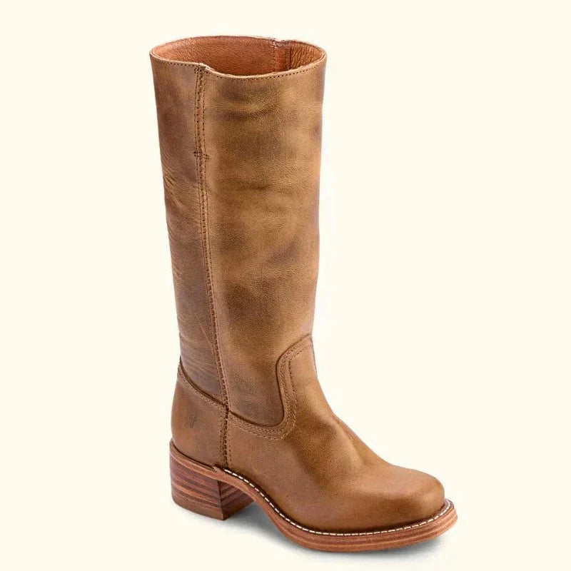 Slim Fit Black Knee High Boots with Side Zipper and Block Heel 3