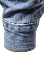 Slim fit stretch denim jacket for men featuring a button-front design, perfect for casual and stylish outfits. 6