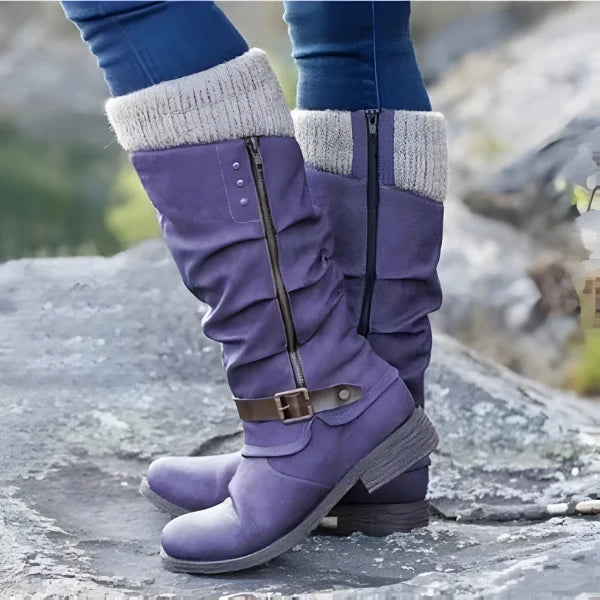 Women's Calf Boots with Buckle and Side Zip Closure 3