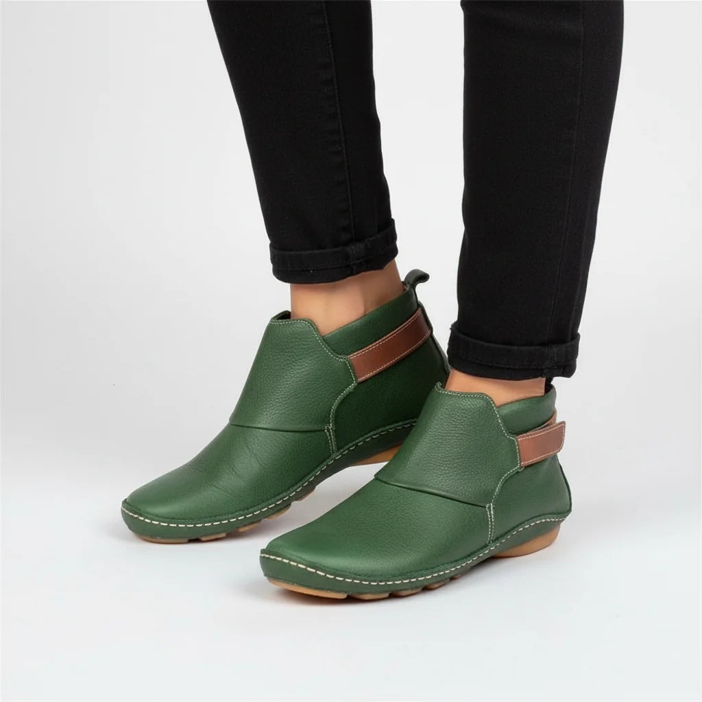 Women's Classic Leather Ankle Boots with Adjustable Buckle Strap 3