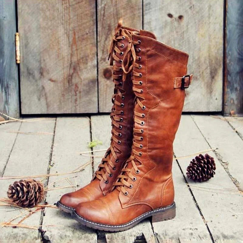 Women's Knee-High Equestrian Boots with Durable Stitching 0
