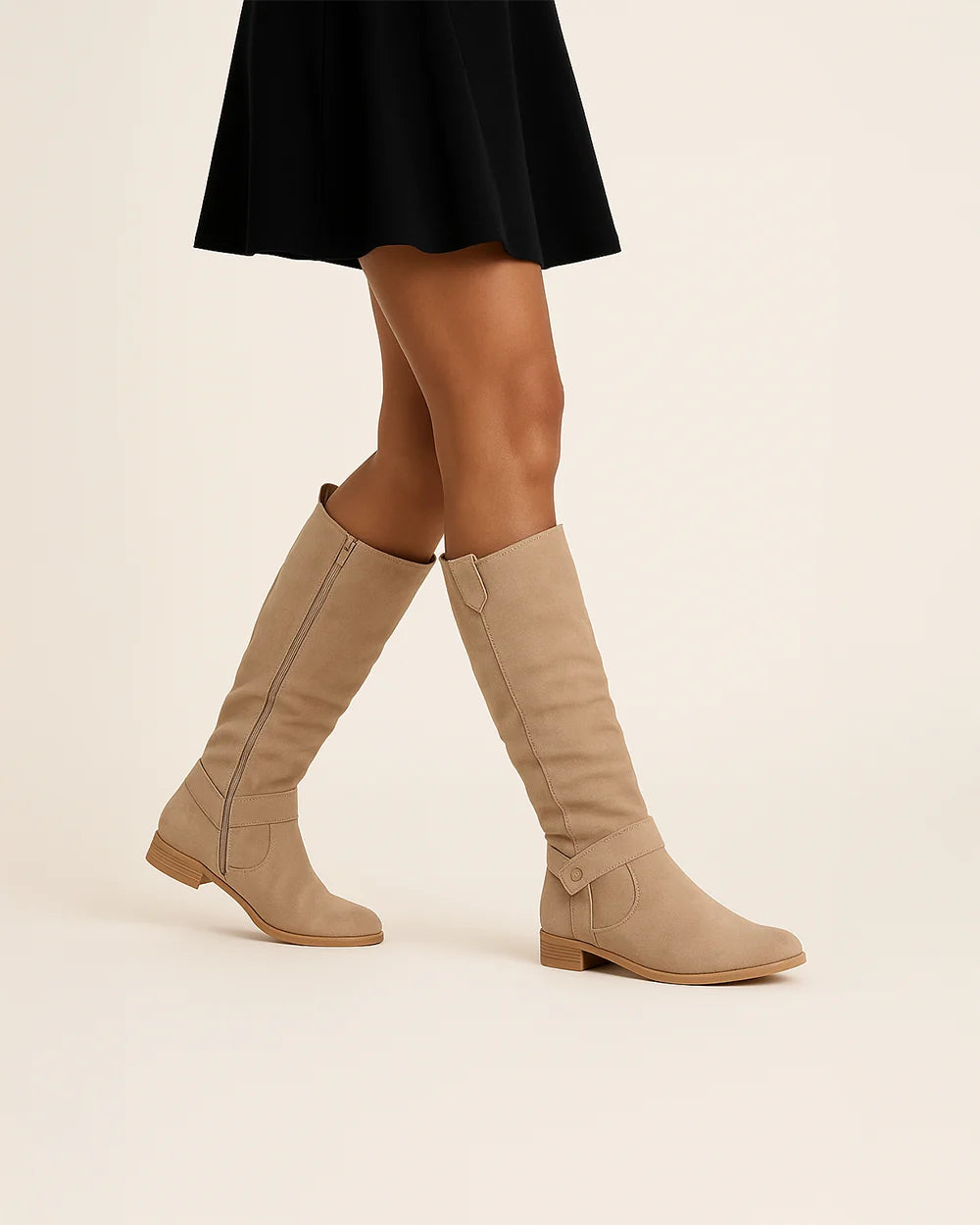 Women's Knee High Boots with Side Zip and Flat Sole for Everyday Wear 4