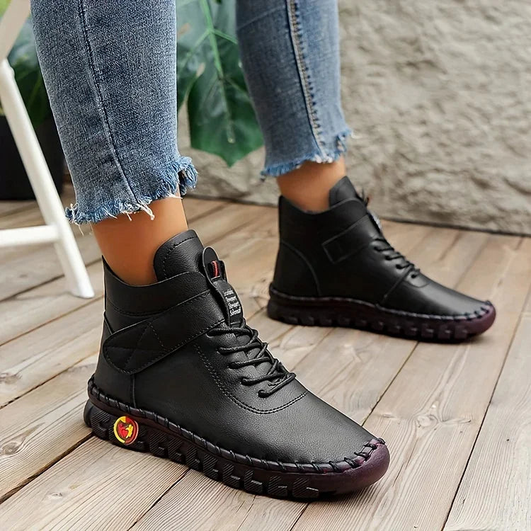 Women's Lace-Up Ankle Boots with Whipstitched Sole and Hook Closure 6