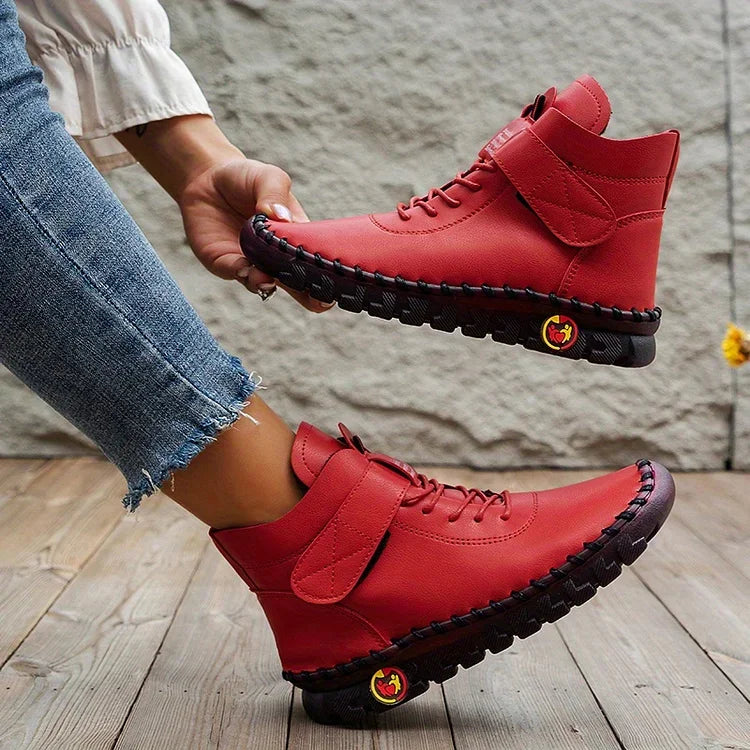 Women's Lace-Up Ankle Boots with Whipstitched Sole and Hook Closure 7