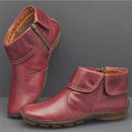Women's Leather Ankle Boot with Fold-Over Cuff and Side Zip 0