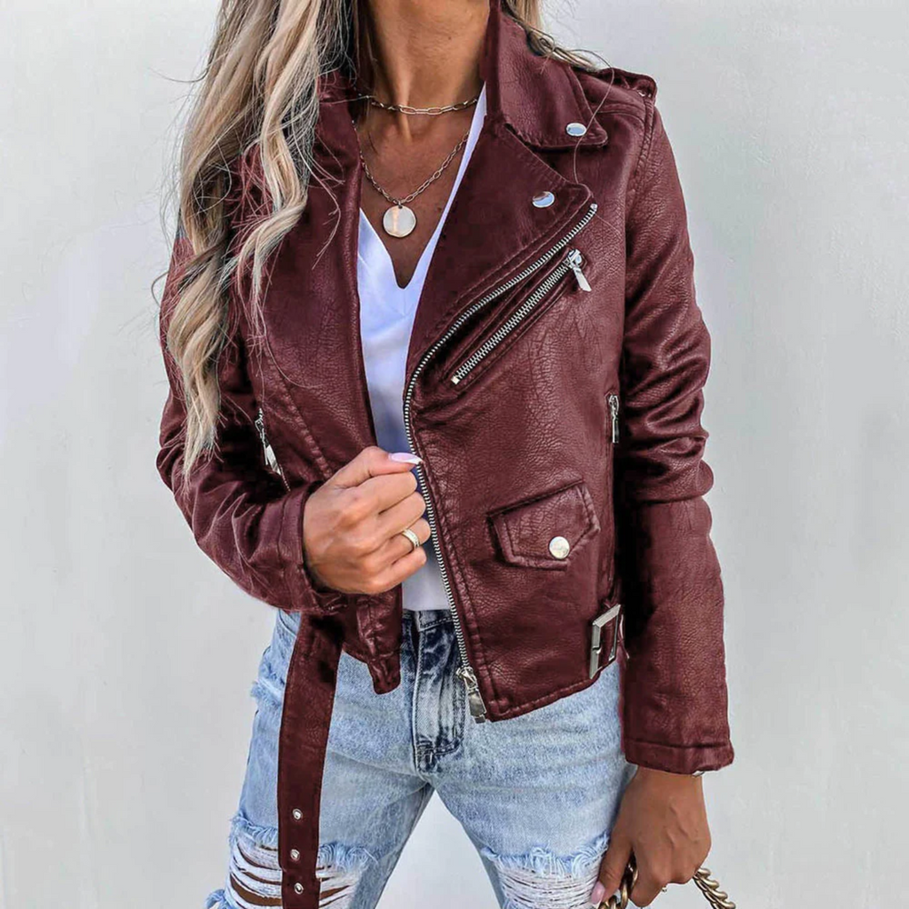 Fitted Zip-Up Biker Jacket