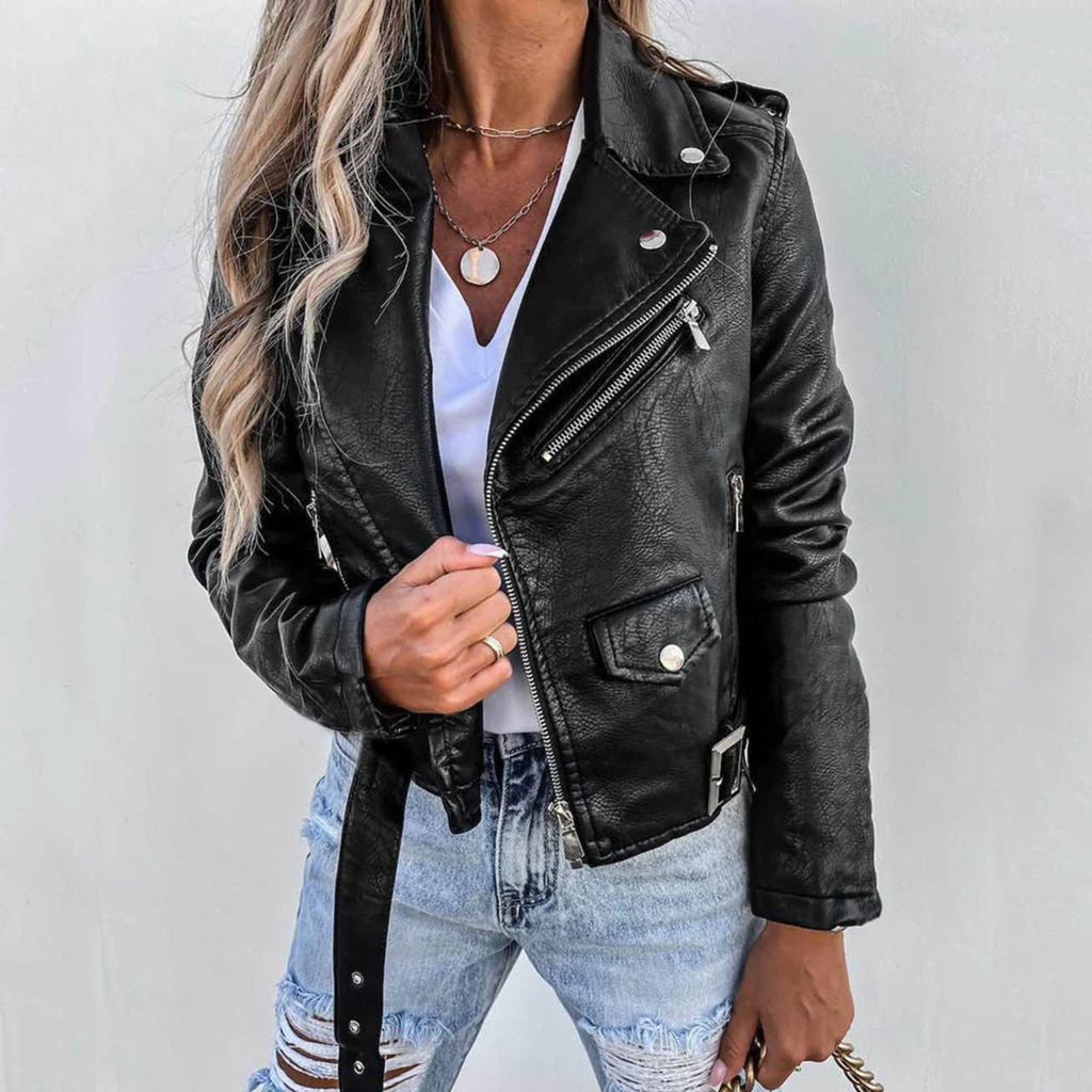 Fitted Zip-Up Biker Jacket