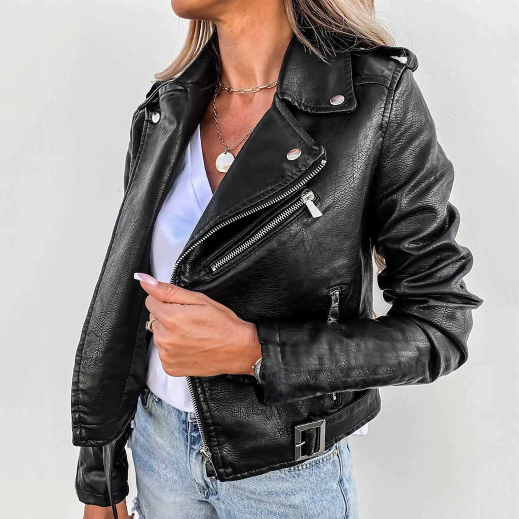 Fitted Zip-Up Biker Jacket