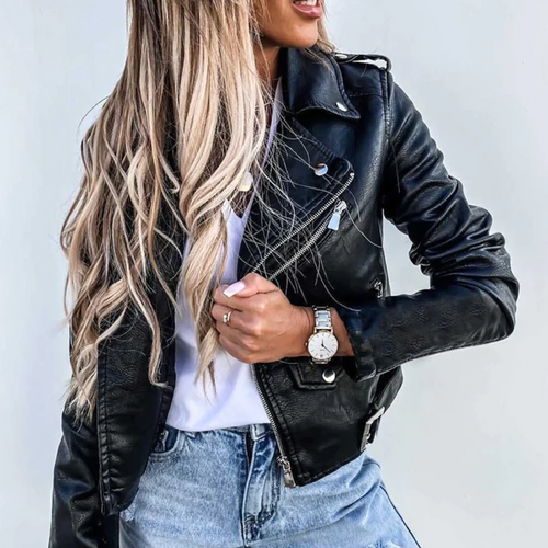 Fitted Zip-Up Biker Jacket