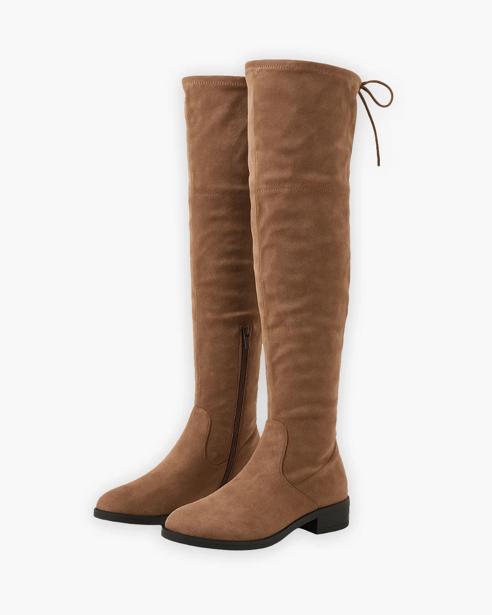 Women's Over-the-Knee Suede Boots with Low Block Heel 0