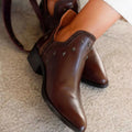 Women's Pointed-Toe Black Ankle Boots with Star Studs 0