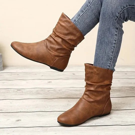 Women's Slouched Mid-Calf Leather Boot with Soft Lining 3