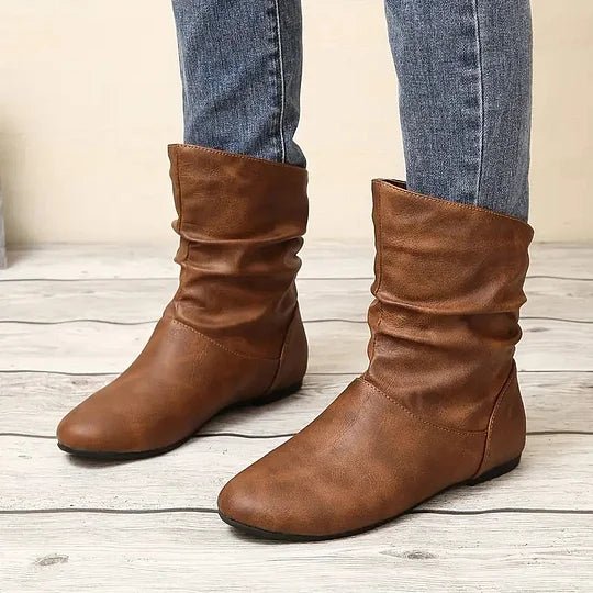 Women's Slouched Mid-Calf Leather Boot with Soft Lining 4