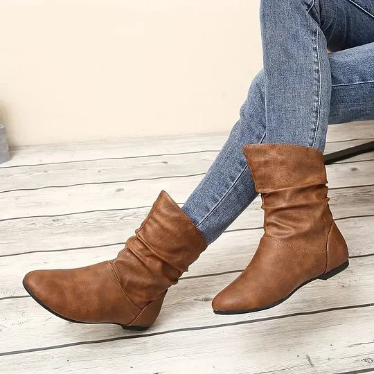Women's Slouched Mid-Calf Leather Boot with Soft Lining 5
