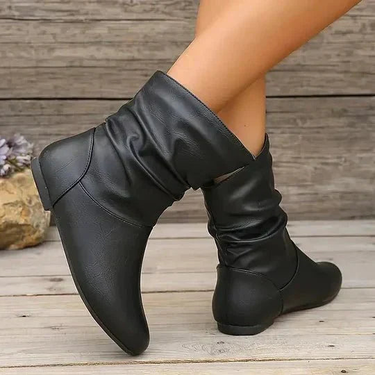 Women's Slouched Mid-Calf Leather Boot with Soft Lining 8