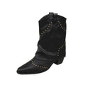 Women's Slouchy Cowboy Boots with Studded Detailing and Block Heel 0