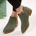 Women's Suede Ankle Booties with Stacked Heel 0