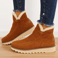 Women's Suede Ankle Boots with Fleece-Lined V-Cut Collar and Wedge Sole 0
