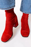 Women's Suede Ankle Boots with Square Toe and Chunky Heel 0