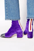 Women's Suede Block Heel Ankle Boots with Striped Detail 0