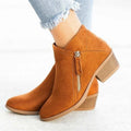 Women's Suede Wedge Ankle Boots with Side Zip 0