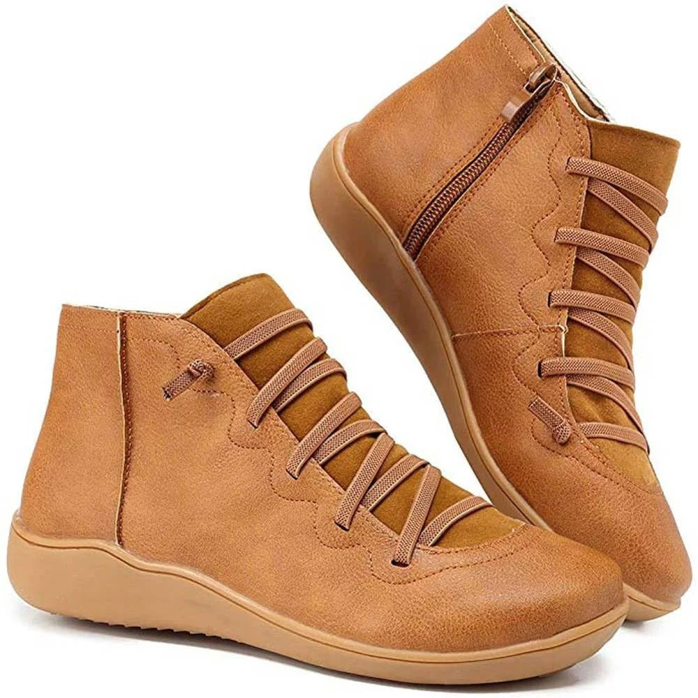 Women's Vintage-Inspired Lace-Up Ankle Boot with Cushioned Interior 0