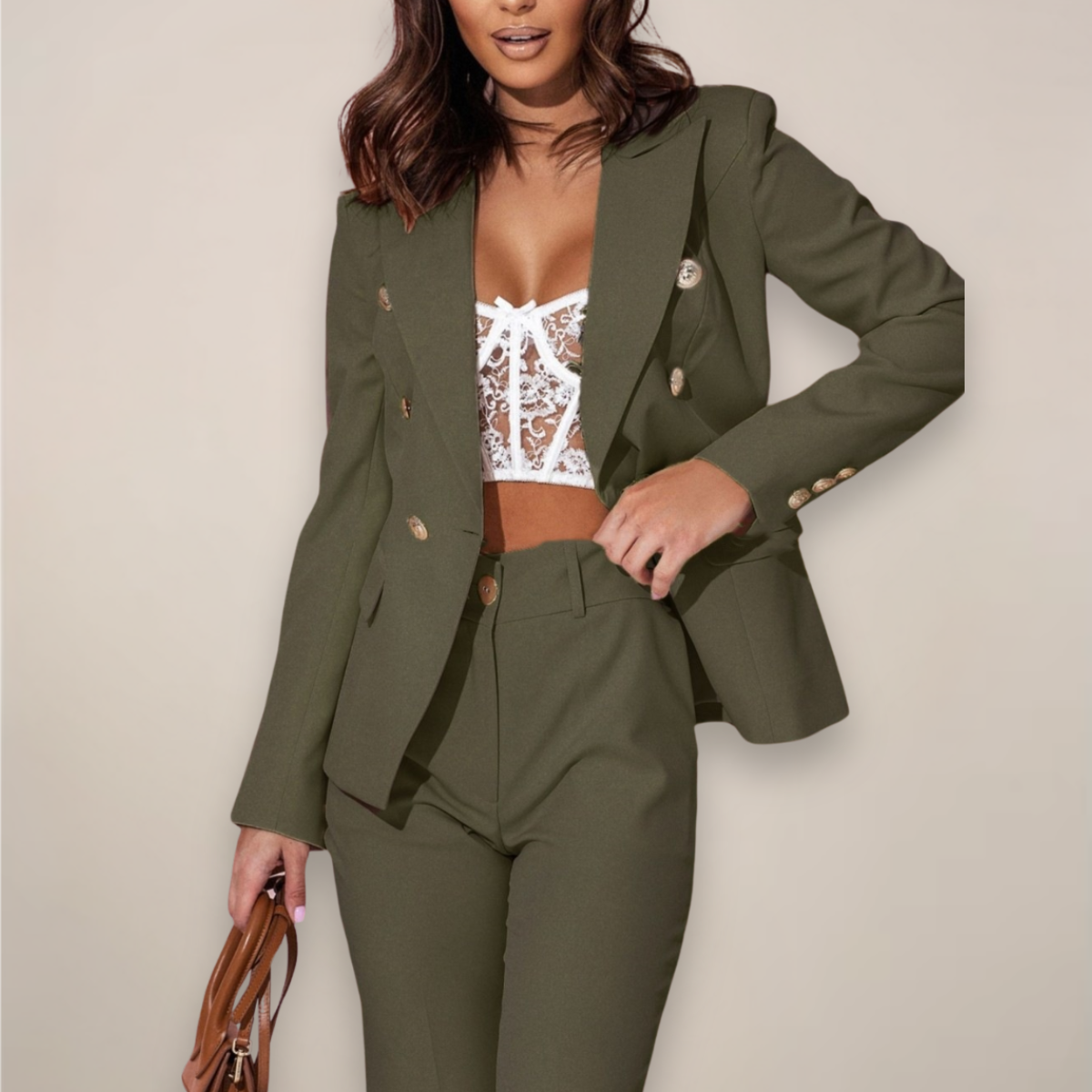 Two-Piece Tailored Blazer Suit