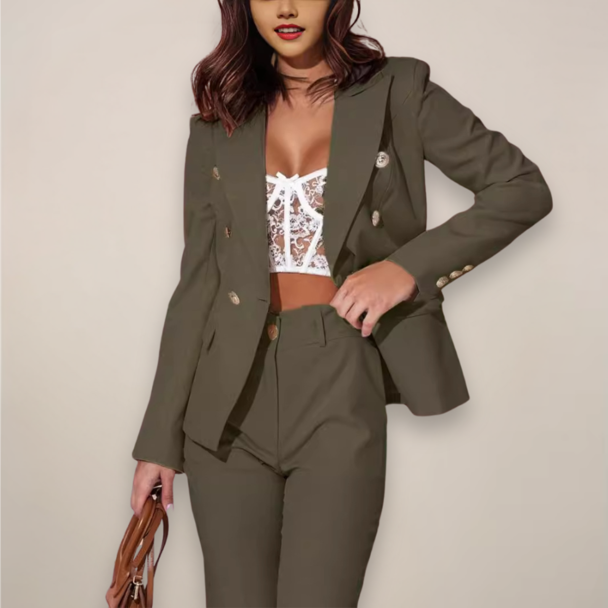 Two-Piece Tailored Blazer Suit