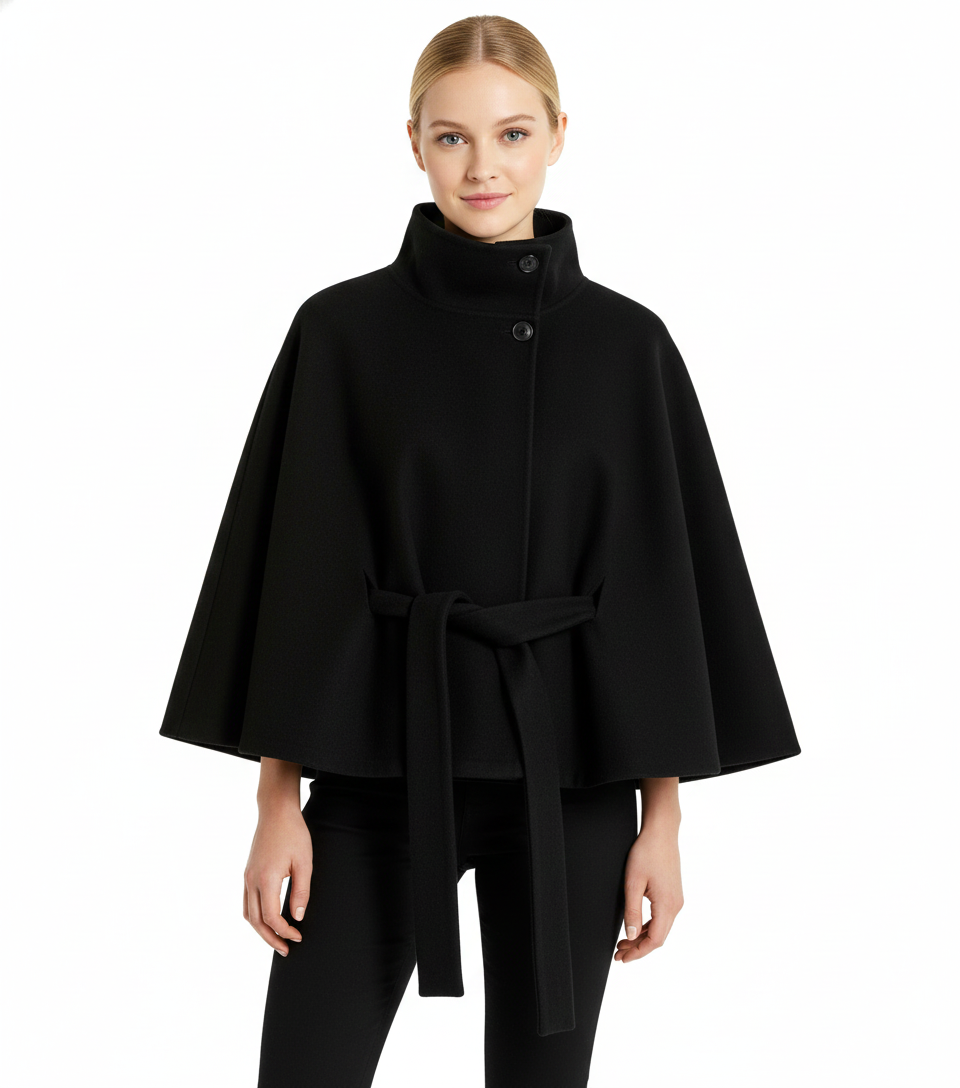 High Collar Belted Winter Coat