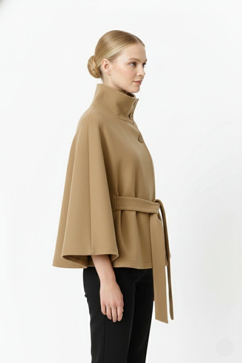 High Collar Belted Winter Coat