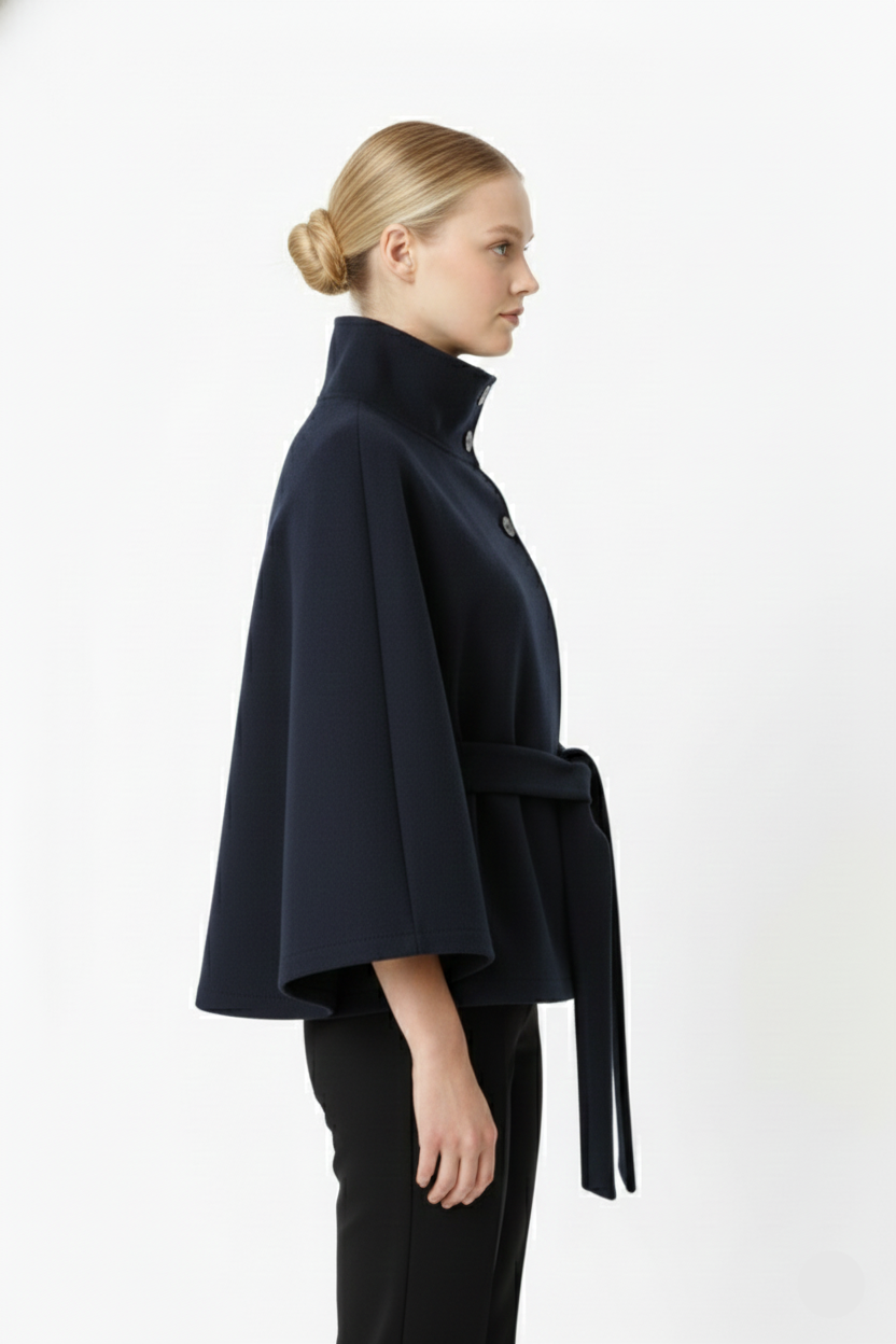 High Collar Belted Winter Coat