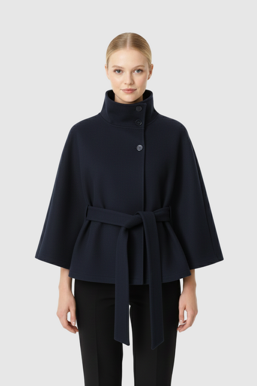 High Collar Belted Winter Coat