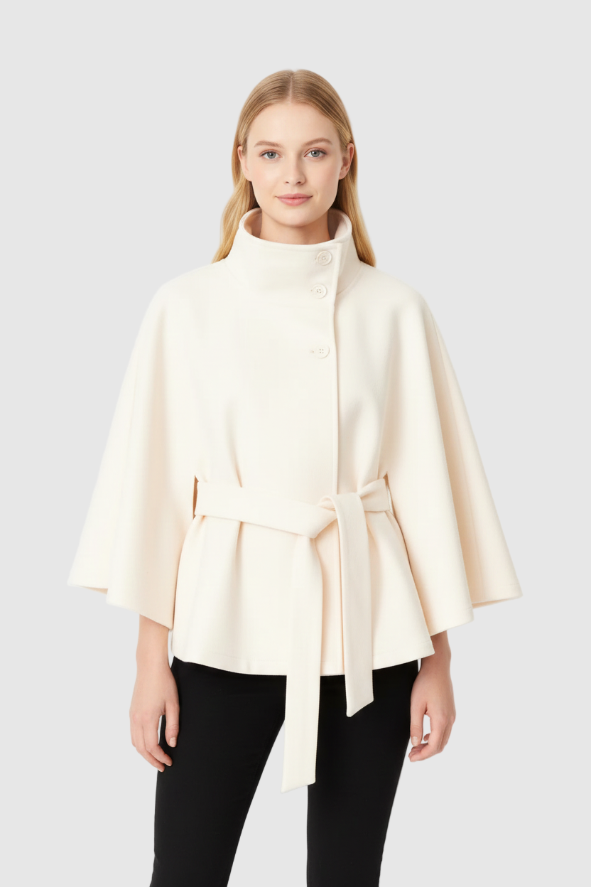 High Collar Belted Winter Coat