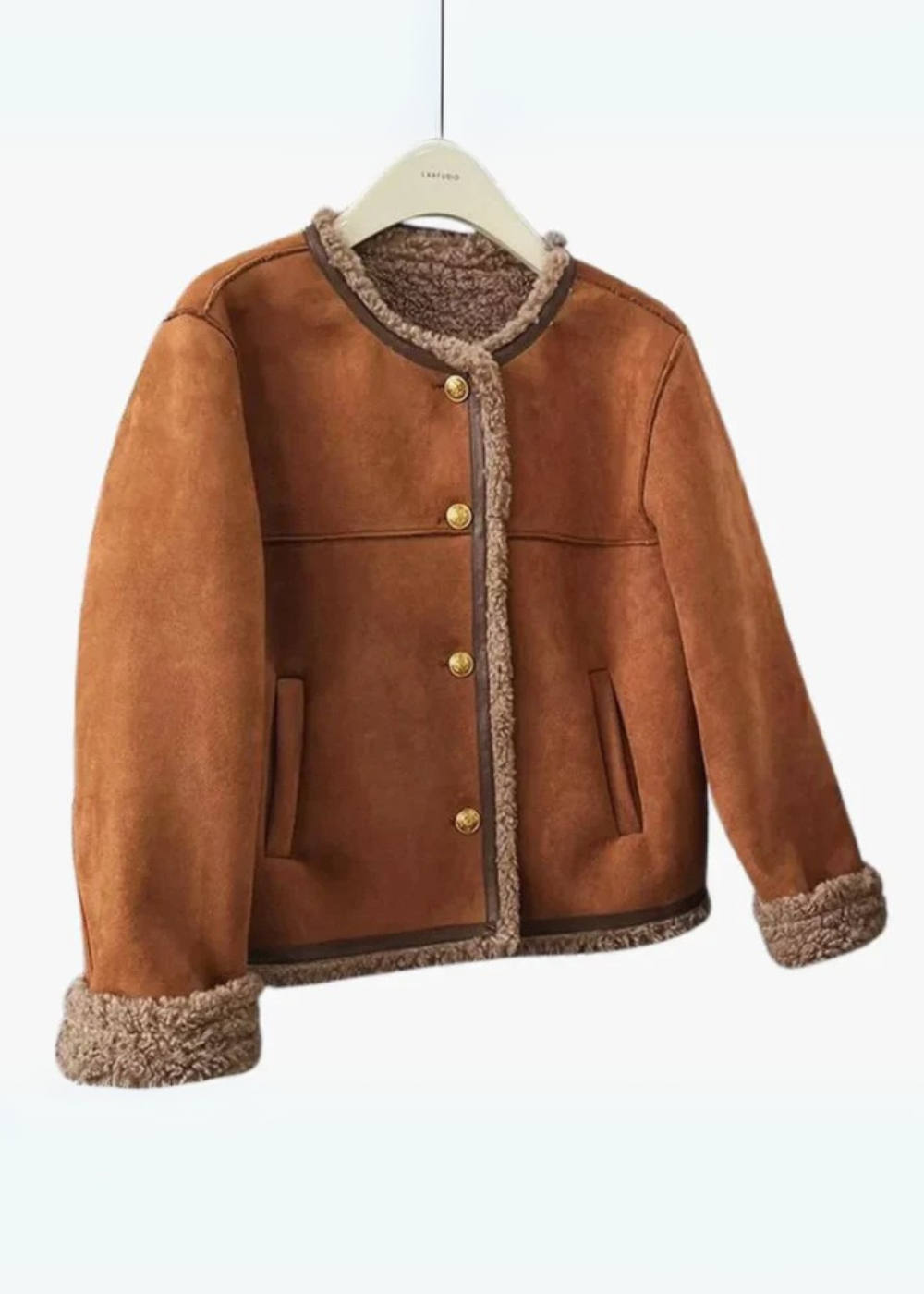 Sherpa-Lined Suede Look Jacket