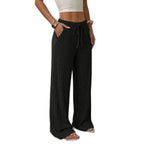 Women’s Wide-Leg Ribbed Knit Pants – Comfortable Casual Fit