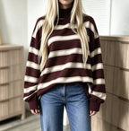 Women’s Striped Print Sweatshirt – Casual Fall Layer