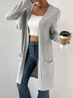 Women’s Ribbed Open Front Cardigan – Lightweight Versatile Layer