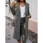 Women’s Long Winter Coat with Lapel Collar – Warm Elegant Outerwear