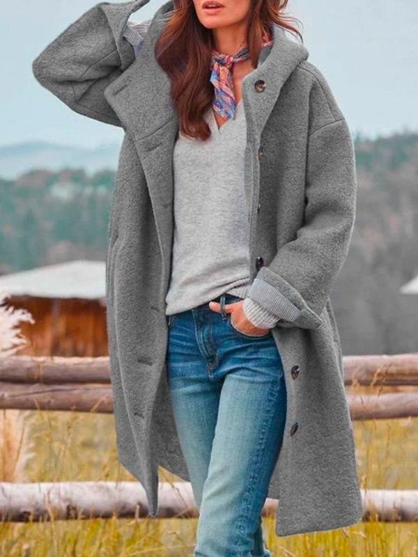 Long Hooded Coat in Soft Fabric