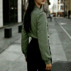 Women’s Jacquard Stand Collar Blouse – Relaxed Refined Top