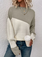 Women’s Color Block Relaxed Sweater – Modern Cozy Knit