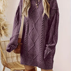 Women’s Cable Knit Sweater Dress – Warm Elegant Style