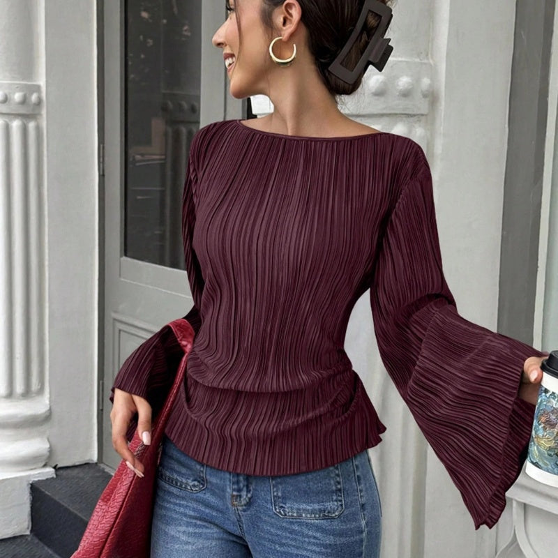 Waist-Cinching Pleated Shirt - Casual and Elegant