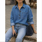 Light Blue Washed Denim Shirt - Vintage and Relaxed