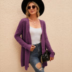 Women’s Long Open-Knit Cardigan - Soft and Versatile