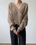 Women’s Cross-Knit Sweater – Elegant Comfortable Pullover