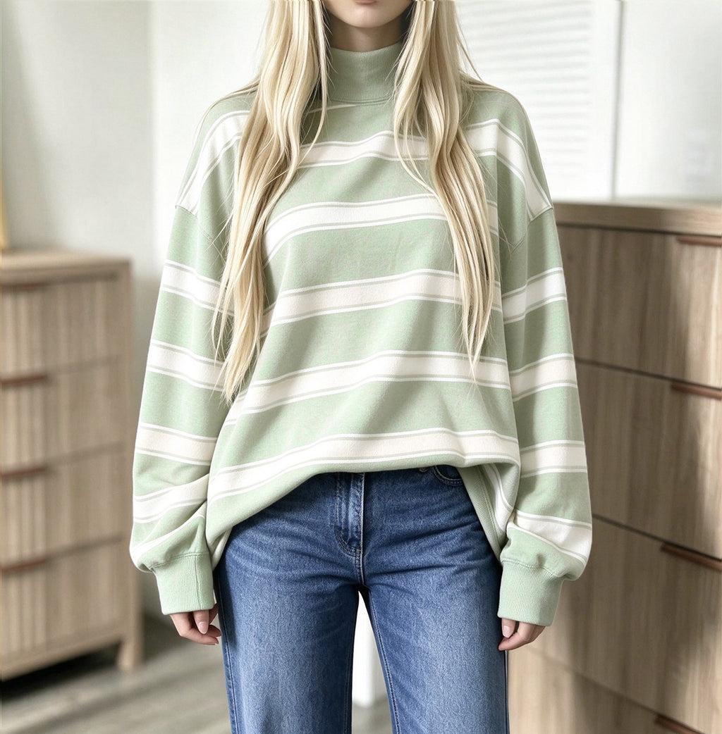 Women’s Striped Print Sweatshirt – Casual Fall Layer