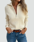 Women’s Ribbed Half-Zip Sweater - Soft and Comfortable