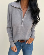 Women’s Ribbed Half-Zip Sweater - Soft and Comfortable