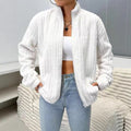 Women’s Double-Sided Plush Zip Cardigan – Warm Cozy Layer